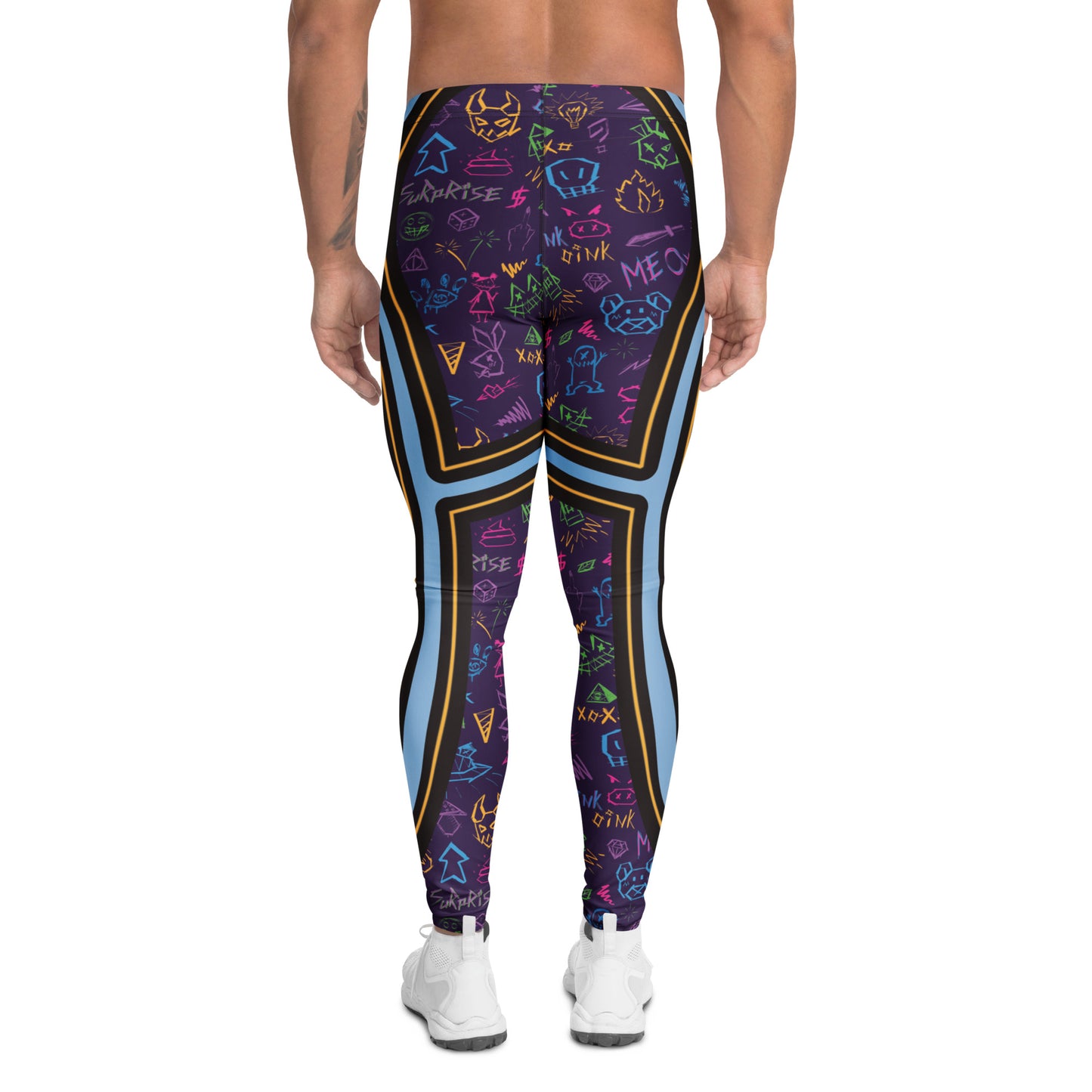 Men's leggings in bold lucha libre style for festivals, wrestling fans, and standout athletic fashion.