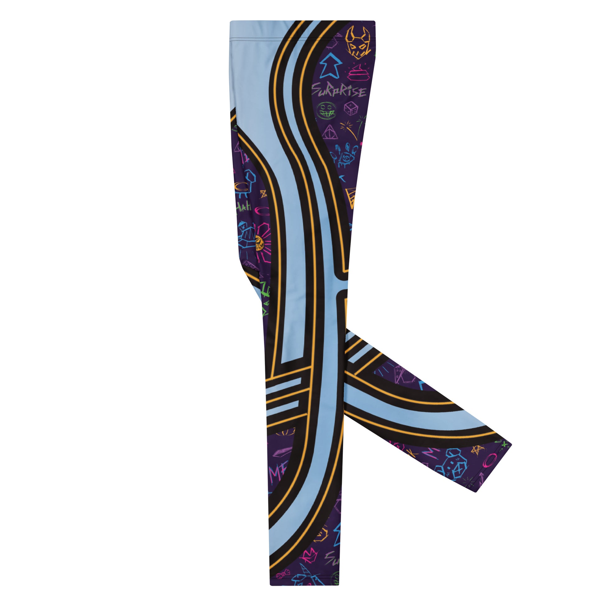 Men's leggings in bold lucha libre style for festivals, wrestling fans, and standout athletic fashion.