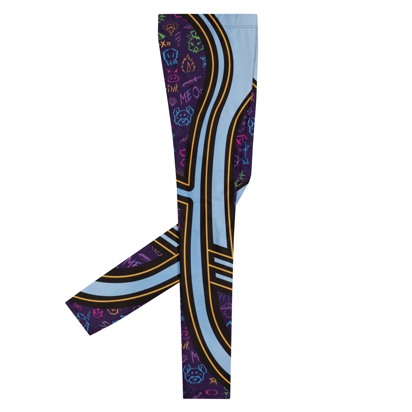 Men's leggings in bold lucha libre style for festivals, wrestling fans, and standout athletic fashion.