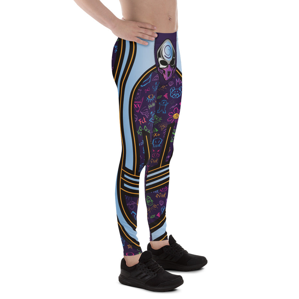 Men's leggings in bold lucha libre style for festivals, wrestling fans, and standout athletic fashion.