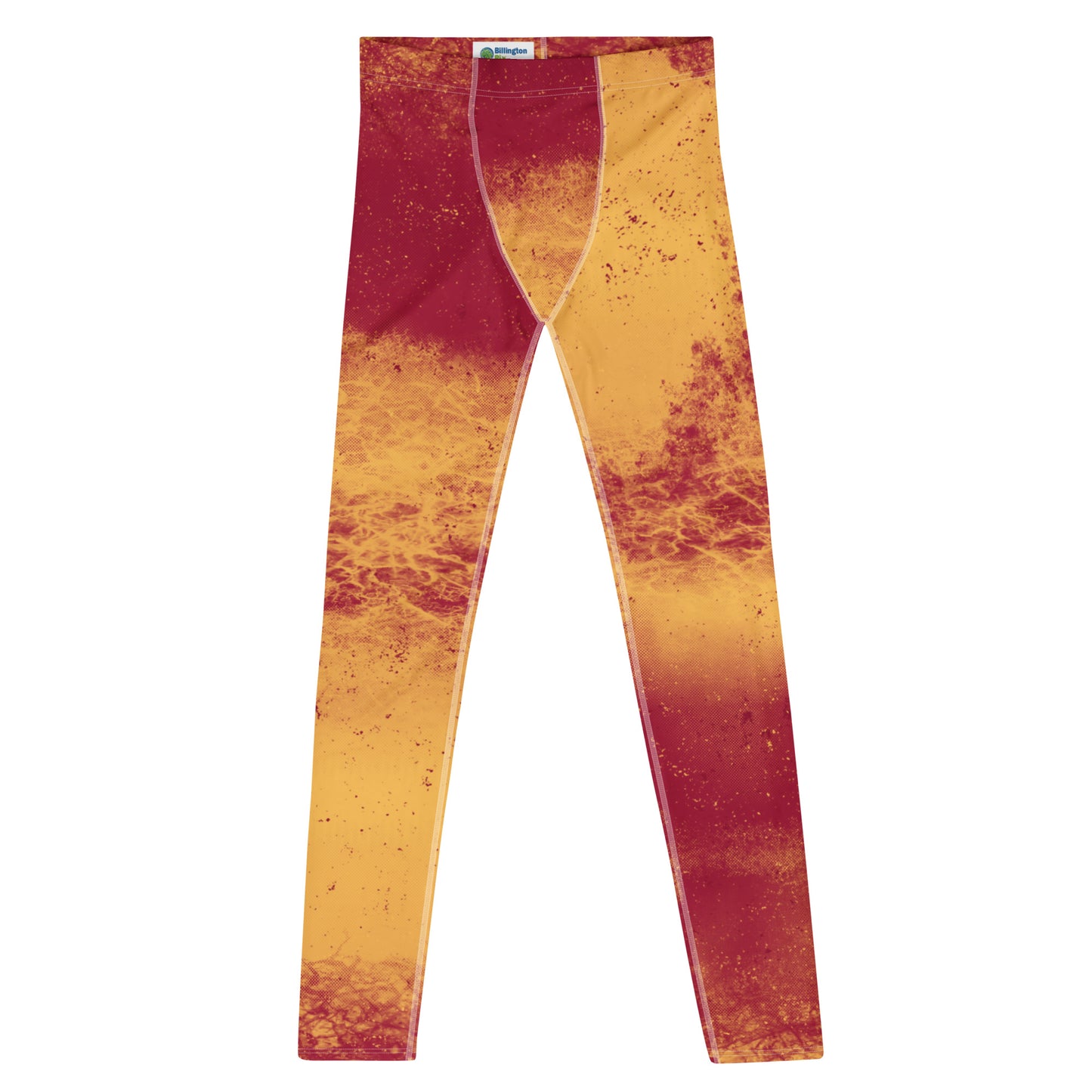 Orange and red mens Leggings Pro Wrestling Gear, Yellow Leggings, Patterned Orange Pants, Workout Meggings, Spandex Gym Leggings, 80s Kitsch Red Tights in abstract all-over design