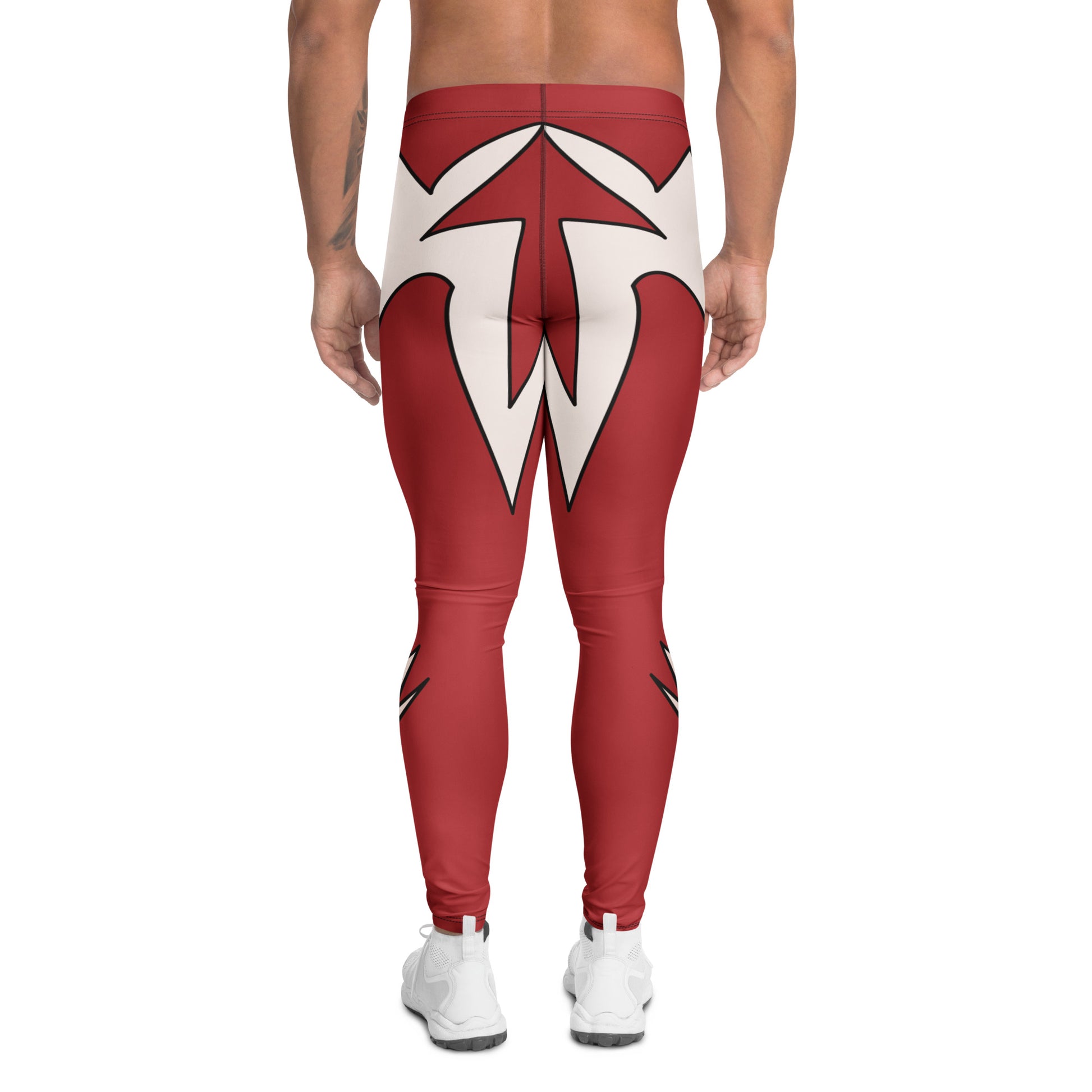 Red lightning strike pro wrestling leggings rear view