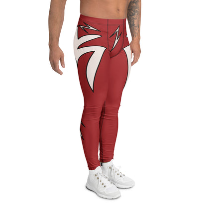 Red compression wrestling pants with white lightning graphics
