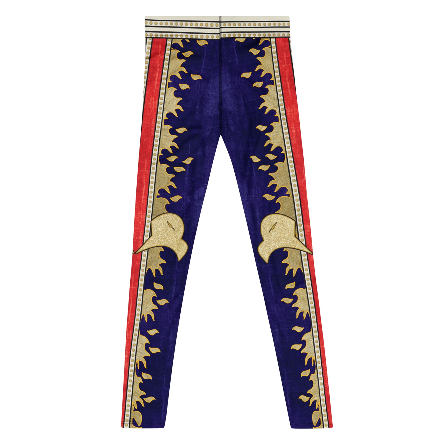 Cosplay style men's leggings featuring abstract eagles and retro wrestling colours