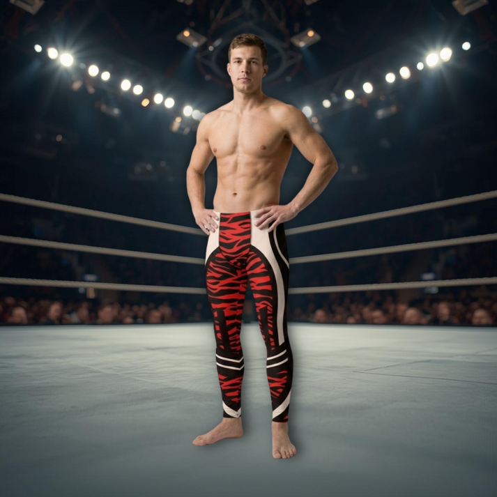 Mann trägt Tiger Sports Pro Wrestling Tights während des Trainings
