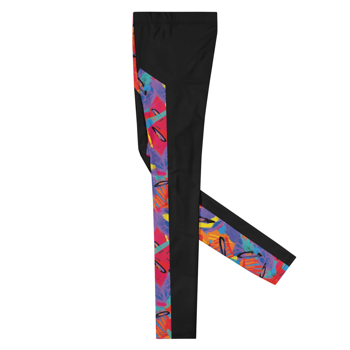 Men's activewear leggings with retro Memphis design for wrestling cosplay and gym training