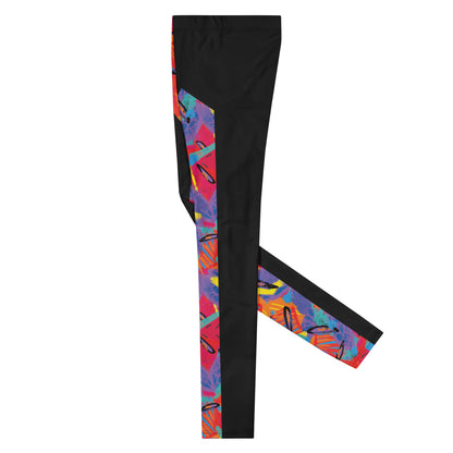 Men's activewear leggings with retro Memphis design for wrestling cosplay and gym training