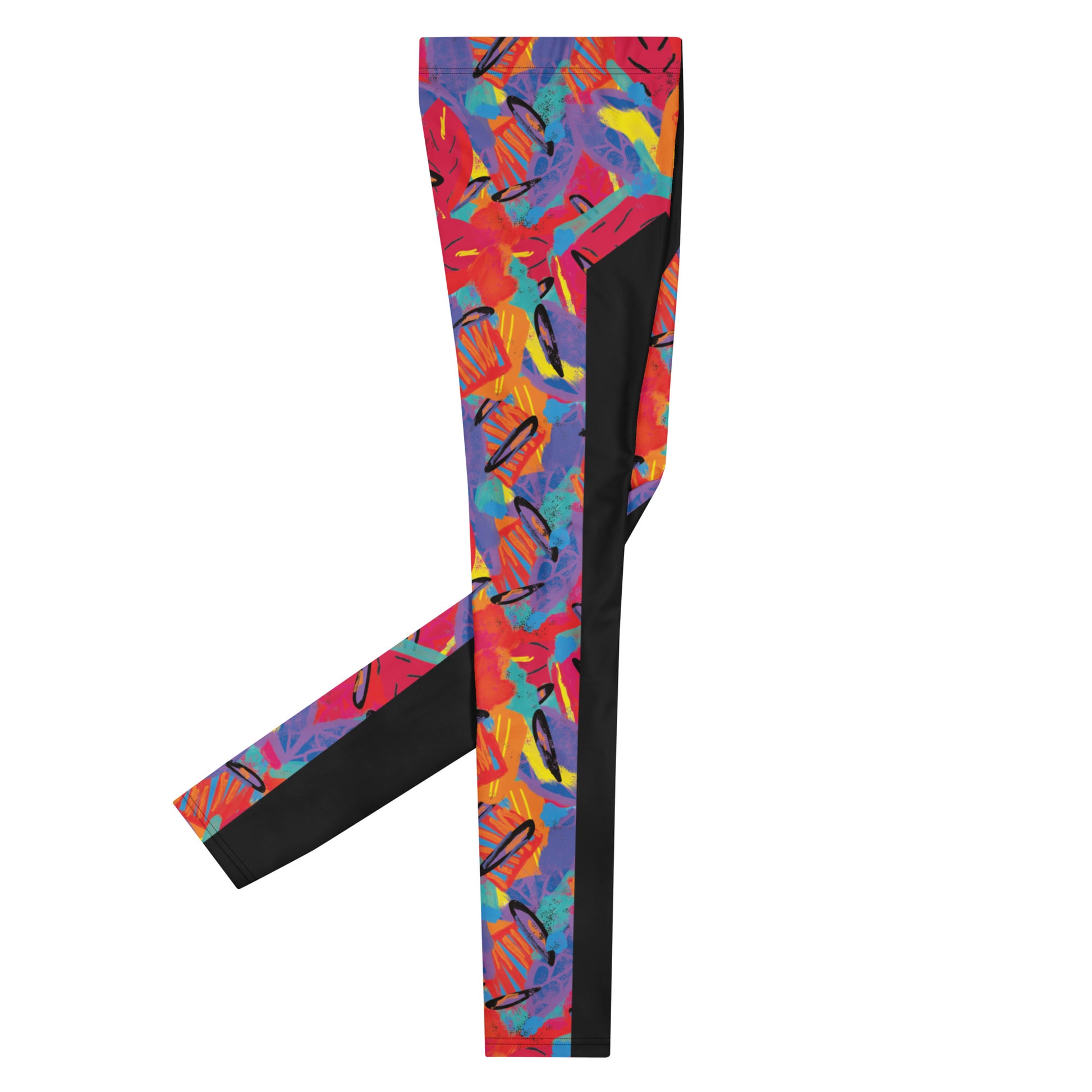 Vibrant Macho Memphis patterned men's leggings for bold cosplay and fitness outfits