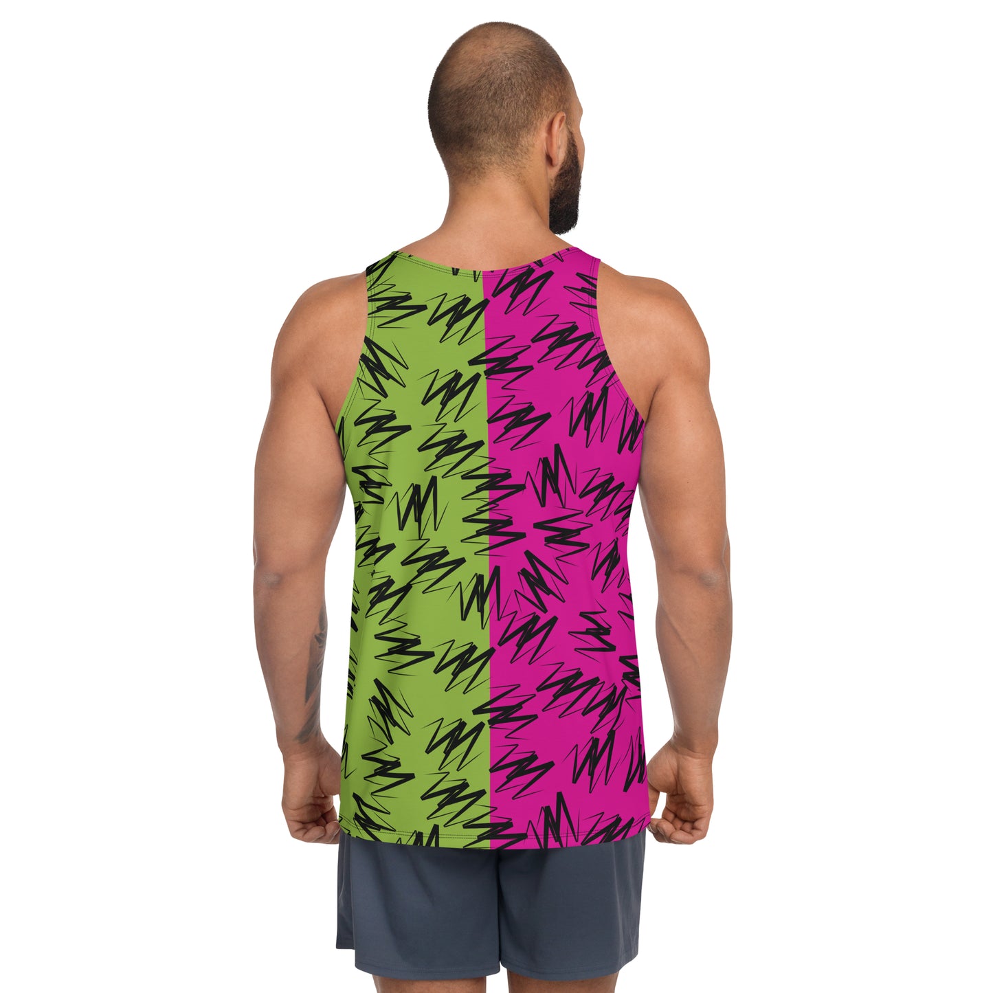 Camiseta sin mangas para hombre, Zigzags Neoncore