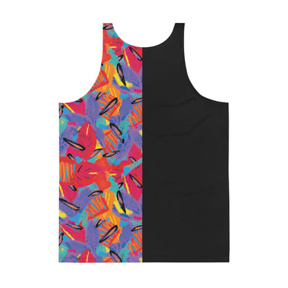 Lightweight men's activewear tank in colourful Macho Memphis pattern