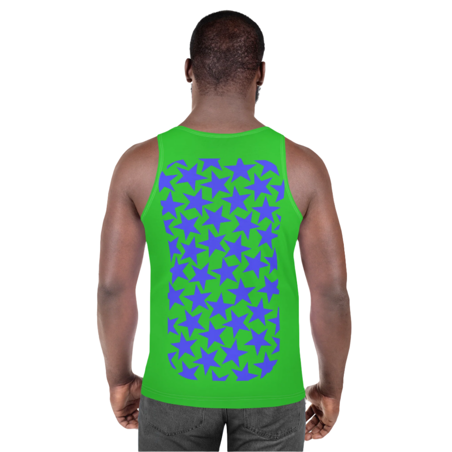 WWe inspired lucha libre pro wrestling costume in blue and green stars with alternating colors. 