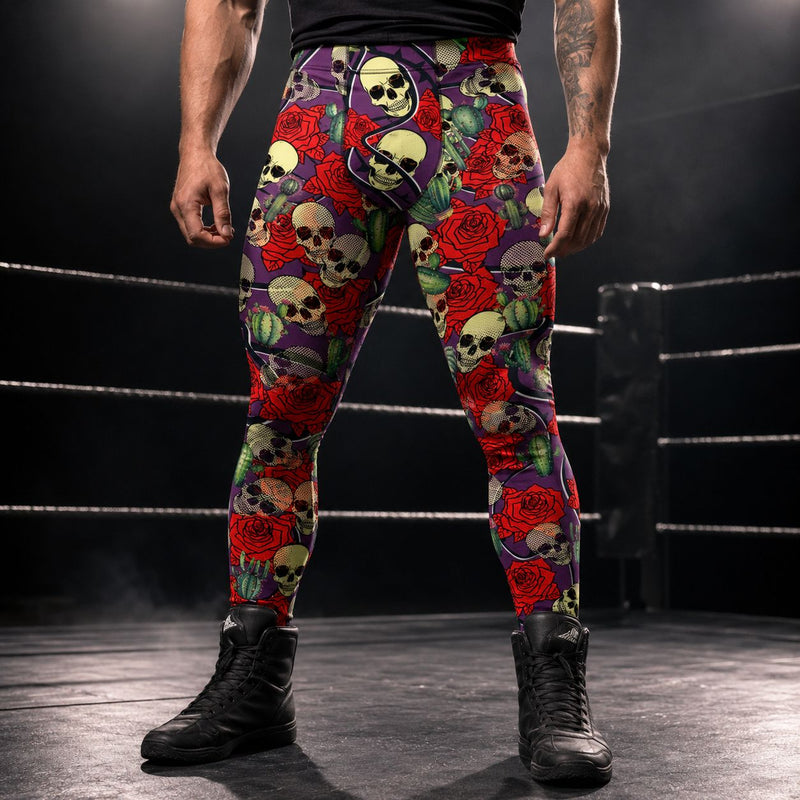 Men's pro wrestling tights - black compression fit for Japanese wrestling style