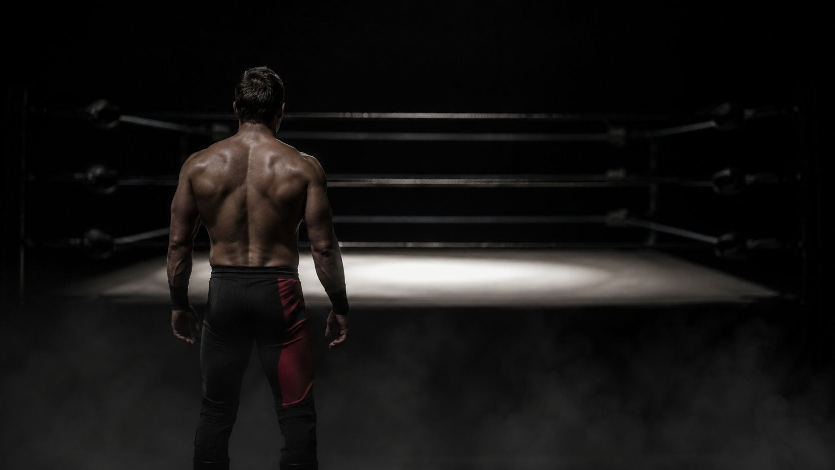 Strong style wrestler in the arena