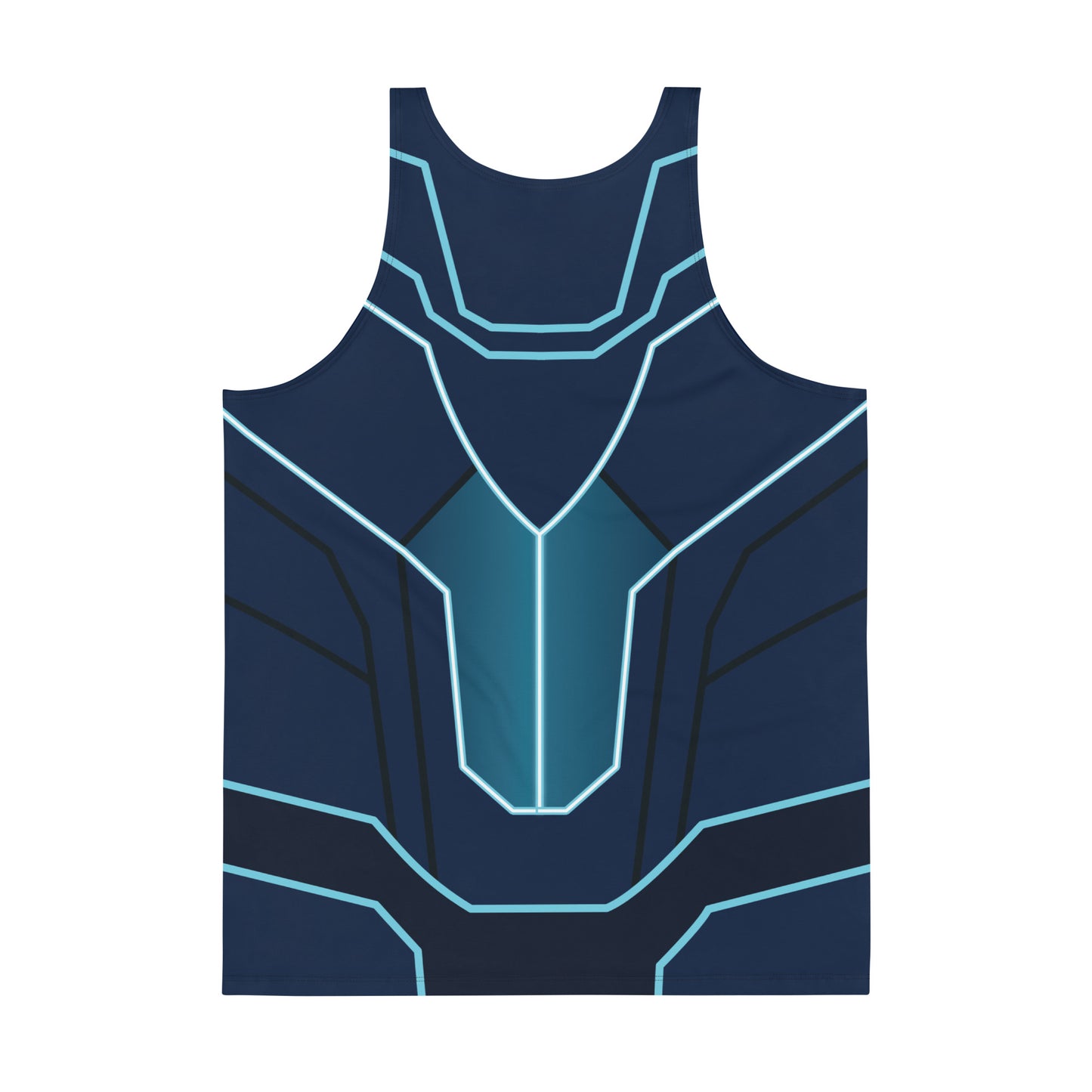 Synth Knight cosplay tank top with futuristic geometric plating
