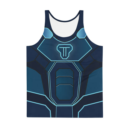 Synth Knight cosplay tank top with futuristic geometric plating