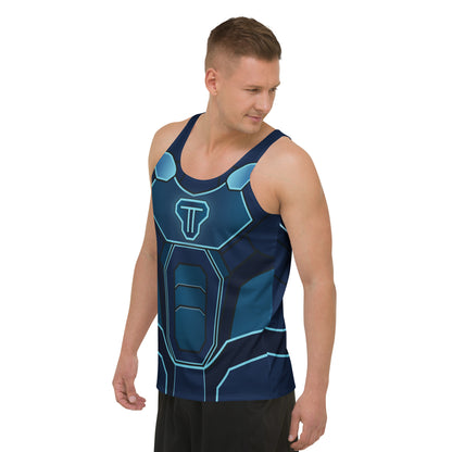 Synth Knight cosplay tank top with futuristic geometric plating