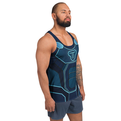 Synth Knight cosplay tank top with futuristic geometric plating
