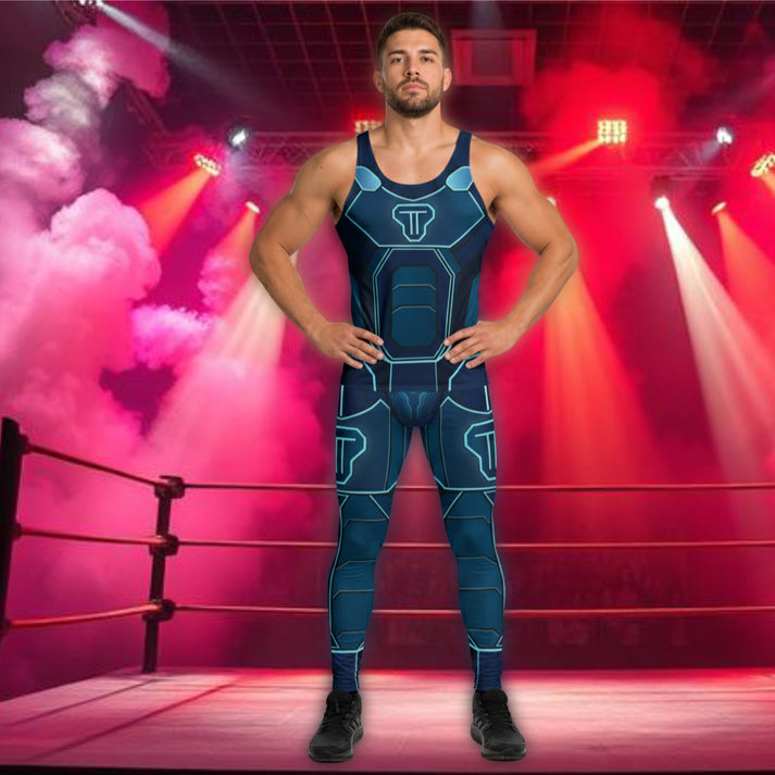 Complete wrestling cosplay bundle with matched tights and top in clean athletic design