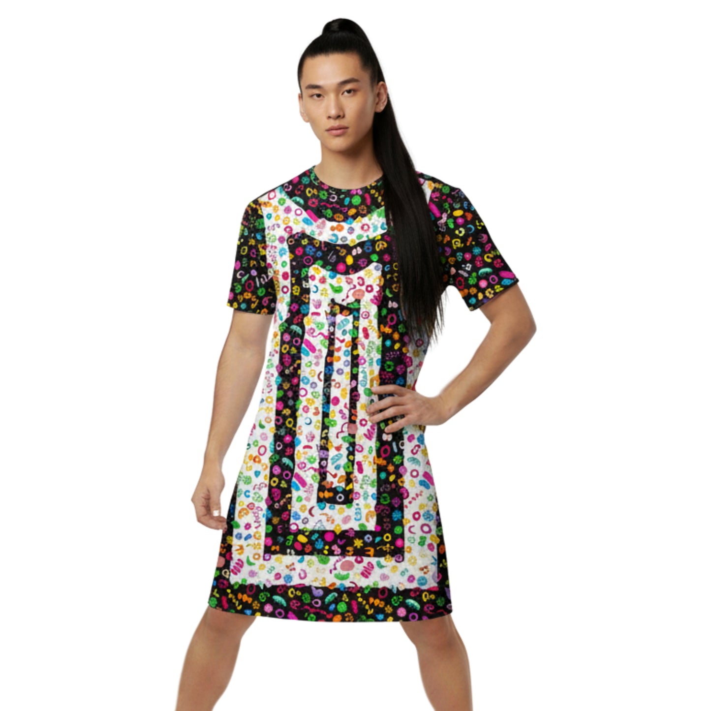 T-Shirt-Kleid, Clowncore Geometric