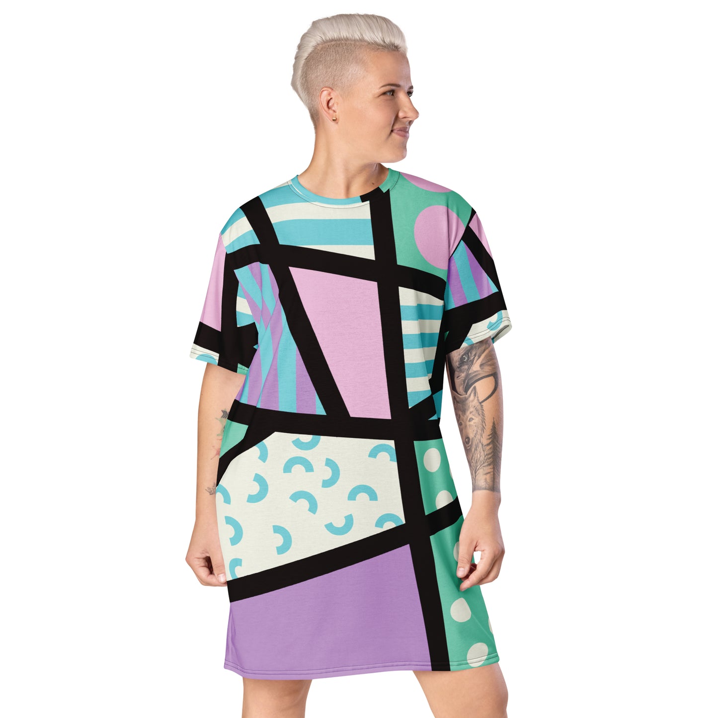 Pastel geometric T-shirt dress from BillingtonPix Memphis Harajuku Collection