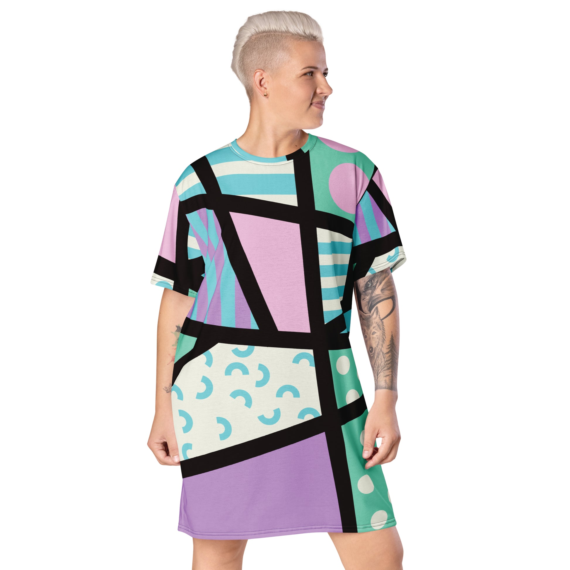 Pastel geometric T-shirt dress from BillingtonPix Memphis Harajuku Collection