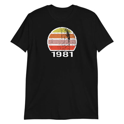 Kurzärmeliges Unisex-T-Shirt im Vintage-Stil zum Geburtstag 1981.