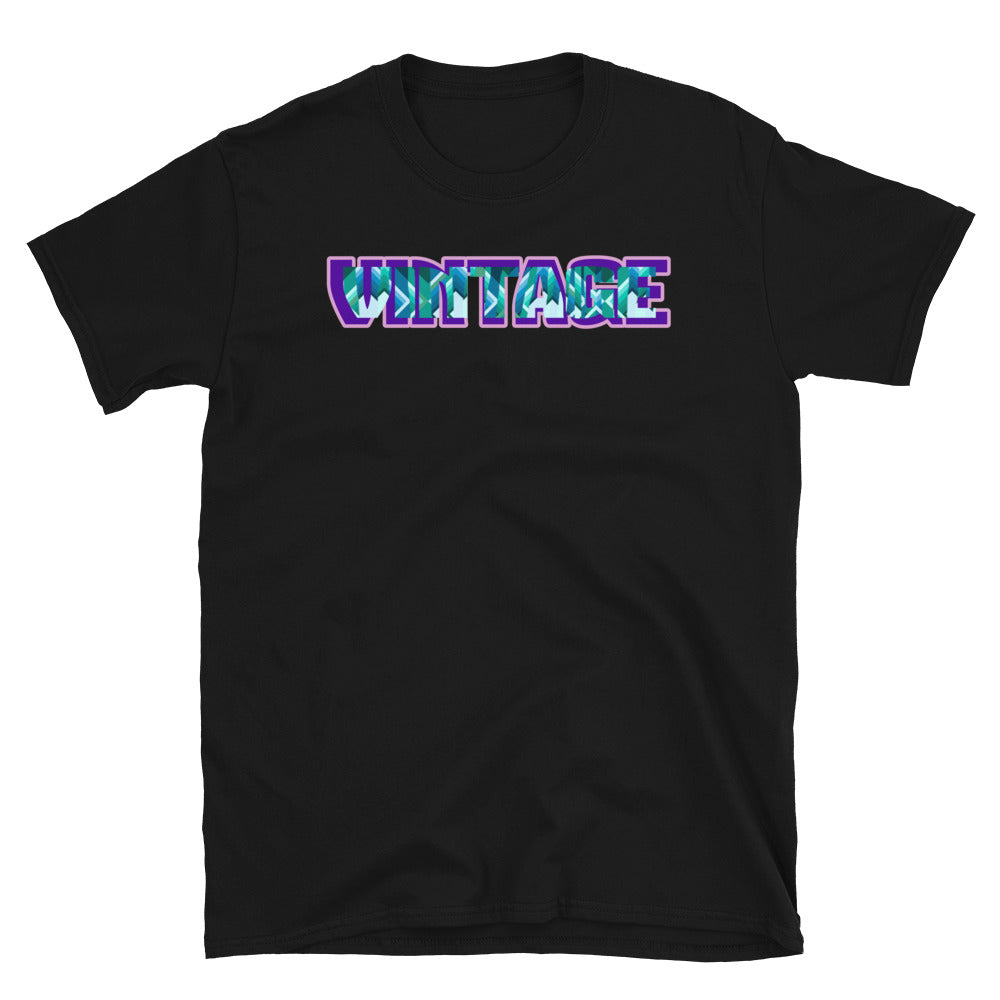 Vintage Blue Logo T-Shirt | Abstract Pattern Purple Shadow | Short-Sleeve Unisex