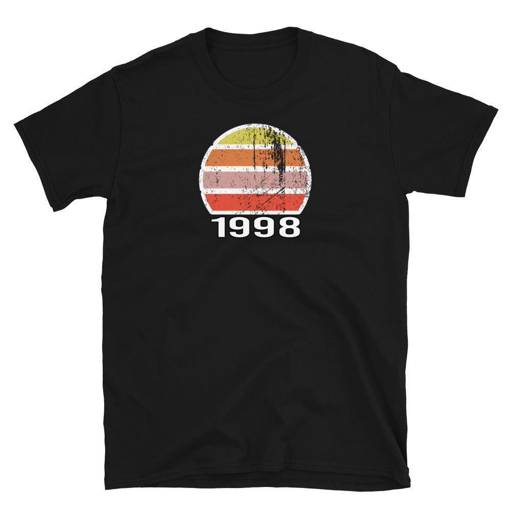 Kurzärmeliges Unisex-T-Shirt im Vintage-Stil zum Geburtstag von 1998