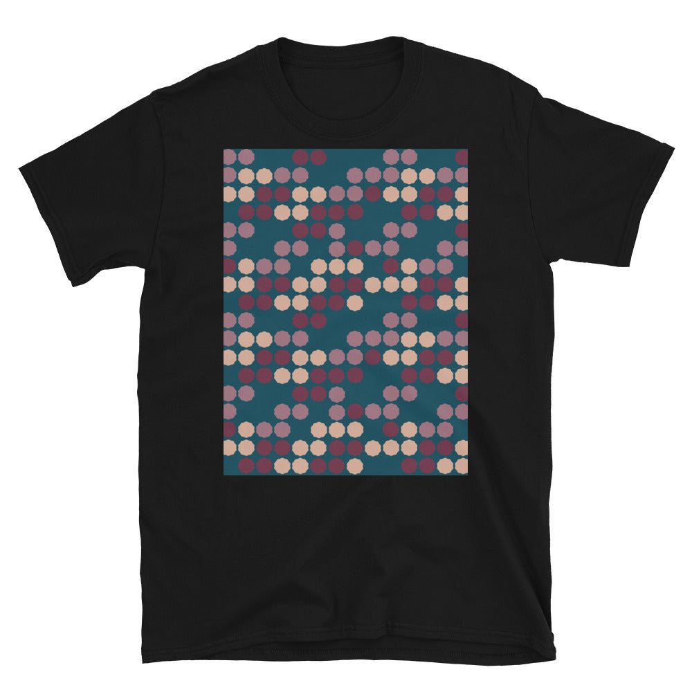 Patterned Short-Sleeve Unisex T-Shirt | 50s Style Blue | Vintage Dot Matrix