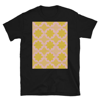 Patterned T-Shirt | Pink Orange Retro Style | Geometric Flock