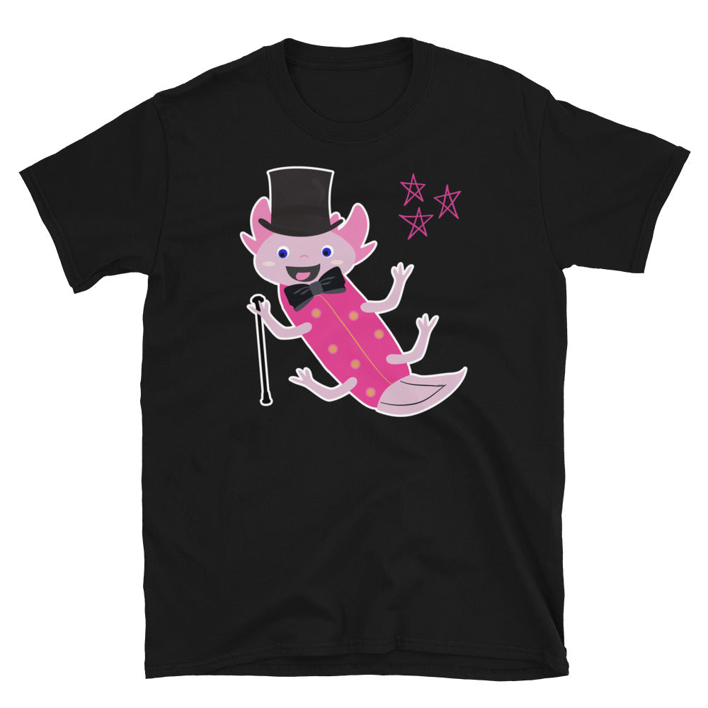 Camiseta de axolotl kawaii con sombrero de copa