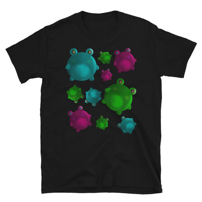 Camiseta con gráficos kawaii de ranas gruñonas desordenadas