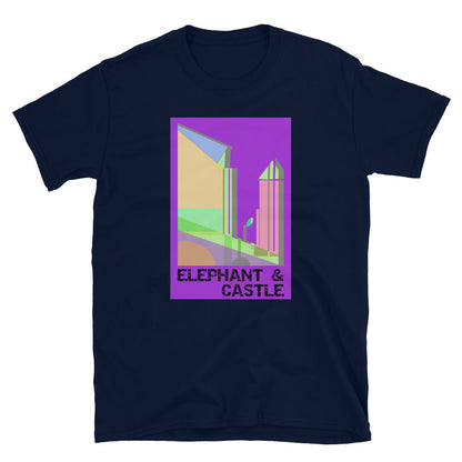 Elephant and Castle London | Lila abstrakter Pop | Kurzärmeliges Unisex-T-Shirt