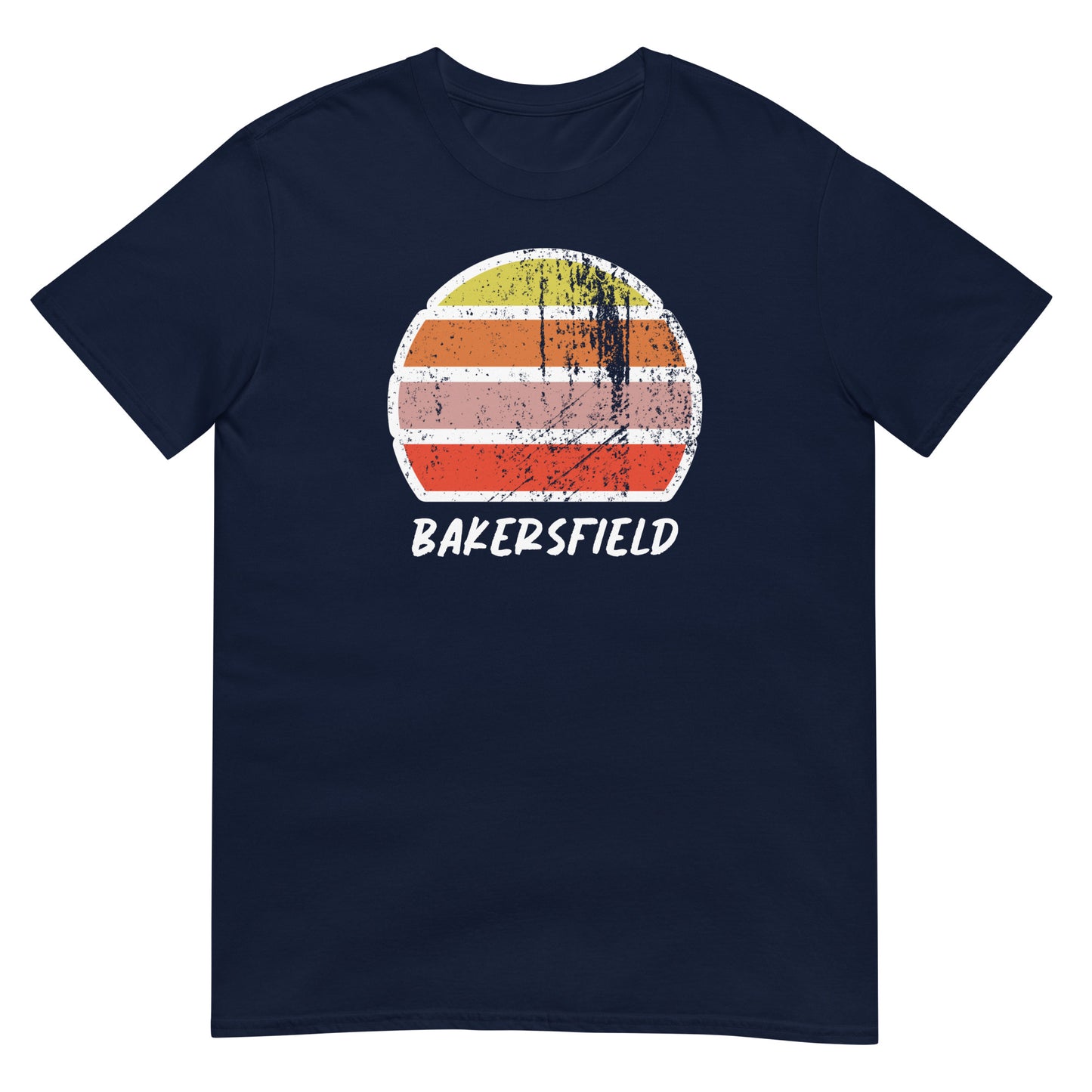 vintage sunset distressed t-shirt bakersfield california navy