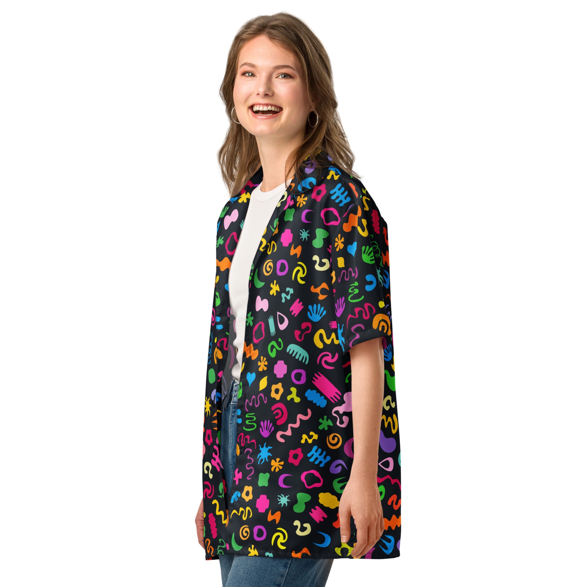 Kidcore WrestleWave shirt showing bright doodles and neon graphics