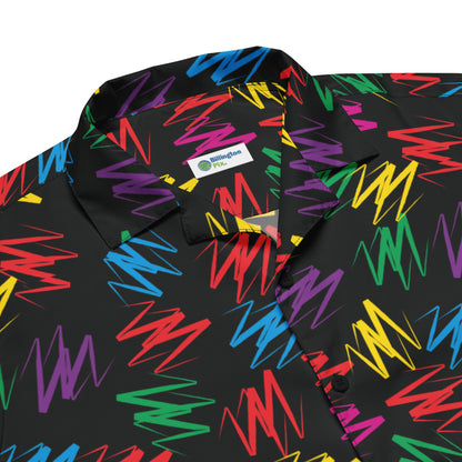 Close-up of Zigzags print pattern on the shirt