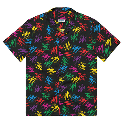 Unisex Zigzags button shirt laid flat, front flat view