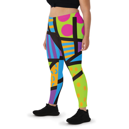 Harajuku Popsicle colour leggings with bold Memphis pattern – women’s activewear. 