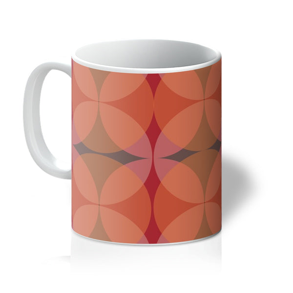 orange ceramic geometric patterned Mid-Century Modern Circles Mandarin coffee mug