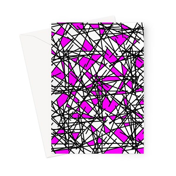 80s Abstract Pink Black Scribble Memphis Style Pattern Greeting Card