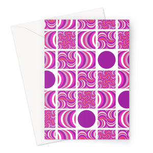 geometric patterned 70s Retro Mandarin White blank greeting card