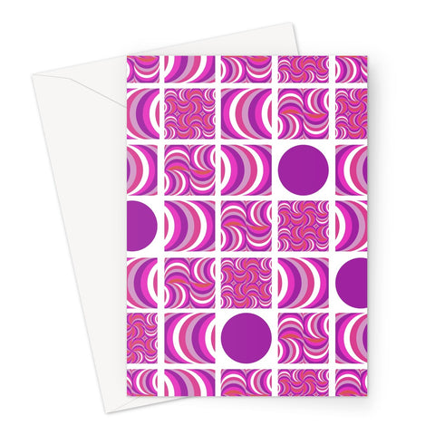 geometric patterned 70s Retro Mandarin White blank greeting card