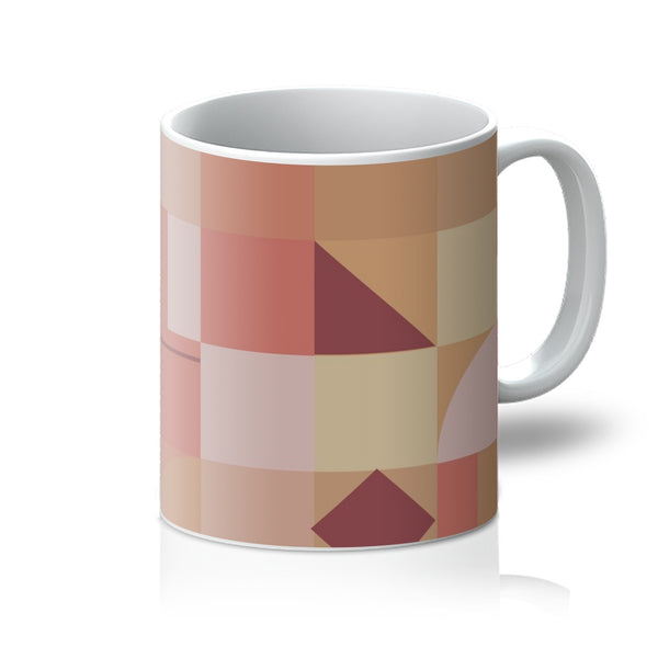 ceramic orange geometric patterned Mandarin Mid Century Modern Shapes coffee mug