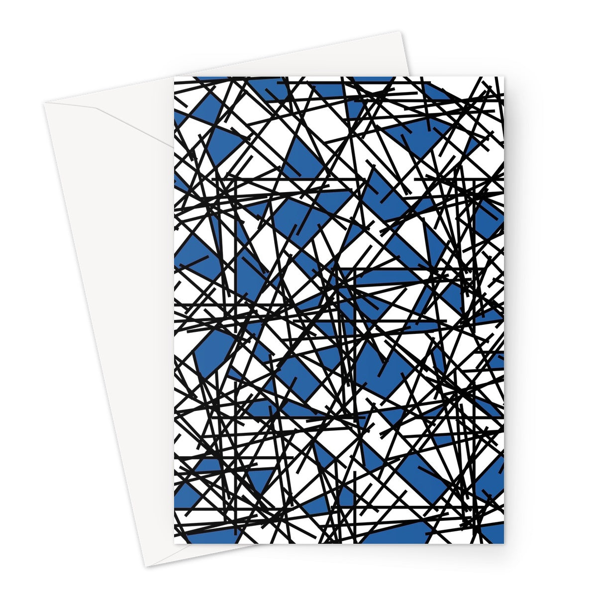 80s Abstract Navy Black Scribble Memphis Style Pattern Greeting Card