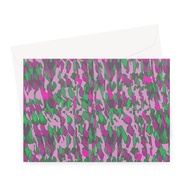 Patterned Abstract Pink Green Greeting Card