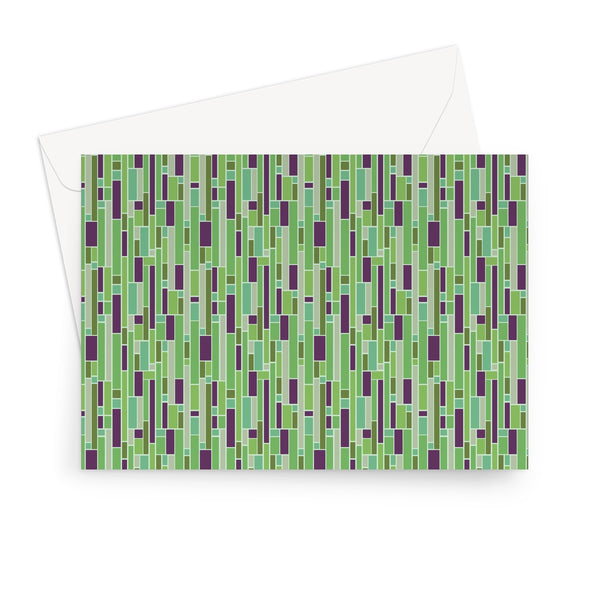 Green Mid Century Modern Geometric Stripes Greeting Card