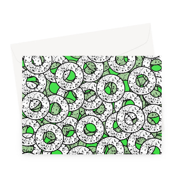 Green Abstract Pattern Greeting Card | Splattered Donuts Collection