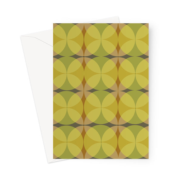 yellow geometric patterned Mid-Century Modern Circles Mustard blank greeting card