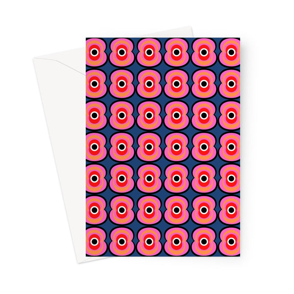 Attractive 70s retro style abstract design greeting card