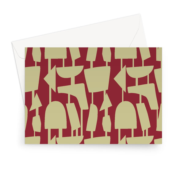 Vermillion Red Abstract | Mid Century Geometric Greeting Card